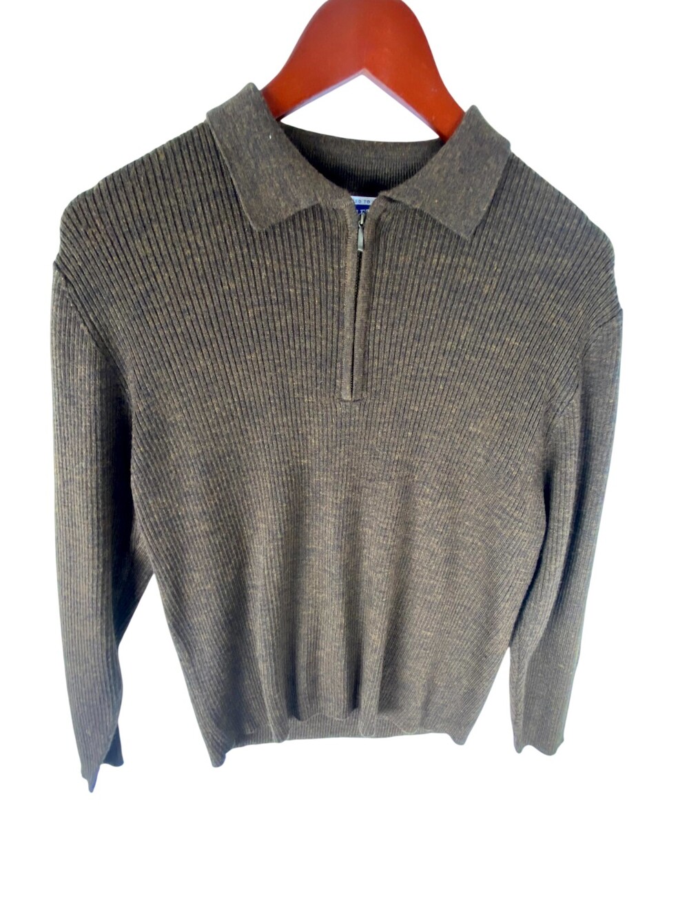 Pendleton Knit Sweater Women XL Brown Wool Blend Knockabouts Long Sleeve 1/4 Zip